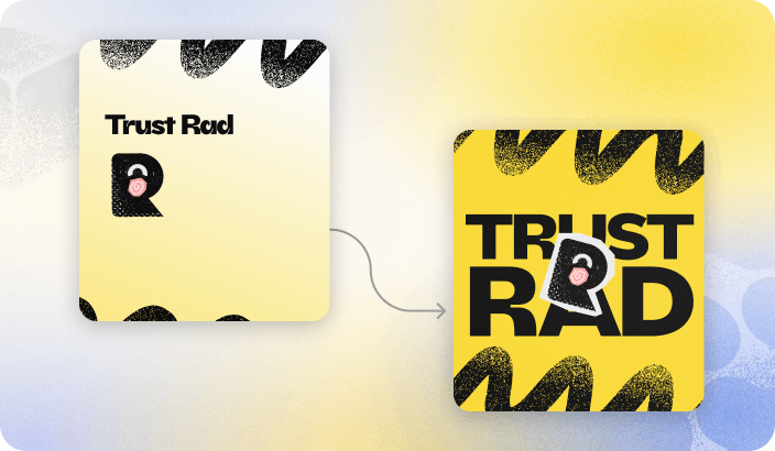 A plain reference ad transformed into a bold rebranded Trust Rad creative